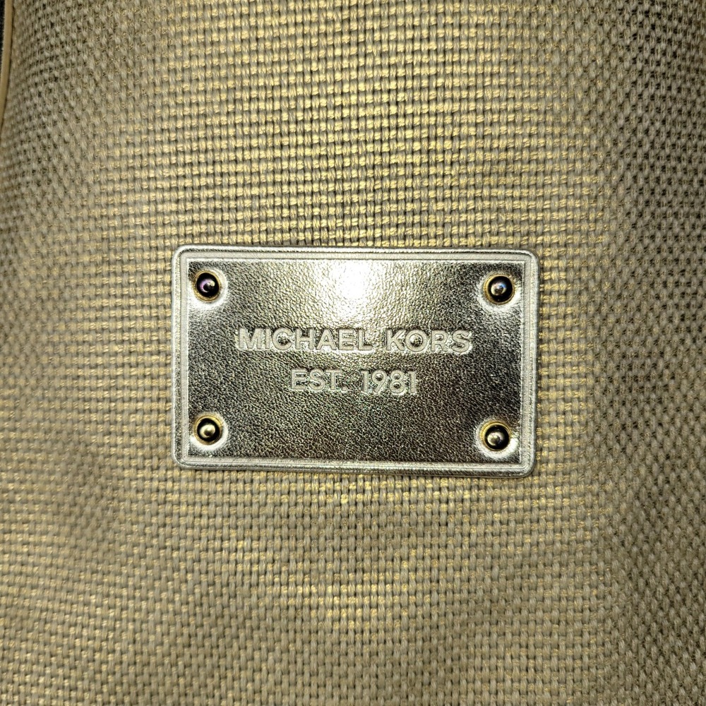 Michael Kors Gold‎ Metallic Woven Cotton Tote Bag - Picture 3 of 9